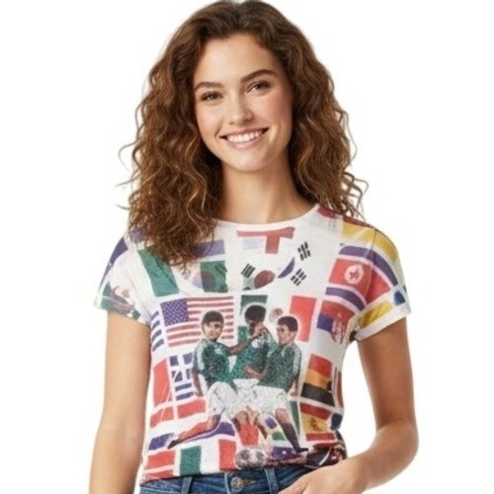 Mis Posh T-Shirt Large Multicolor 2010 FIFA World‎ Cup Scoop Neck Soccer Bold